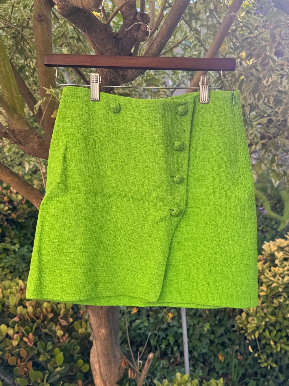 Zara Lime Green Button-Front Mini Skirt
